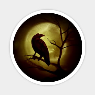 Raven and full moon Magnet